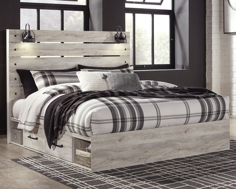 Cambeck Whitewash King Storage Platform Bed with 4 Drawers from Ashley - Luna Furniture