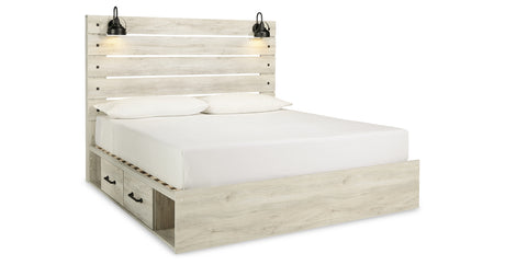Cambeck Whitewash King Storage Platform Bed with 4 Drawers from Ashley - Luna Furniture