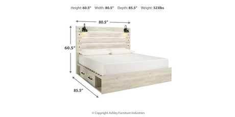 Cambeck Whitewash King Storage Platform Bed with 4 Drawers from Ashley - Luna Furniture