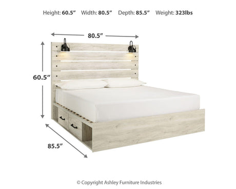 Cambeck Whitewash King Storage Platform Bed with 4 Drawers from Ashley - Luna Furniture