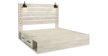 Cambeck Whitewash King Storage Platform Bed with 4 Drawers from Ashley - Luna Furniture