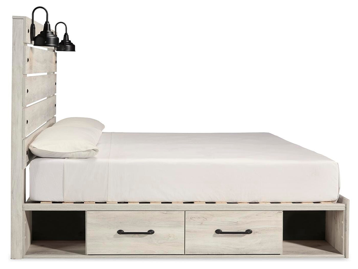 Cambeck Whitewash King Panel Bed with 4 Storage Drawers, Dresser and Nightstand from Ashley Furniture - Luna Furniture