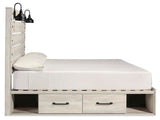 Cambeck Whitewash King Panel Bed with 4 Storage Drawers, Dresser and Nightstand from Ashley Furniture - Luna Furniture