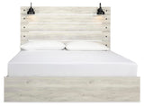 Cambeck King Panel Bed with Mirrored Dresser, Chest and 2 Nightstands in Whitewash from Ashley Furniture - Luna Furniture