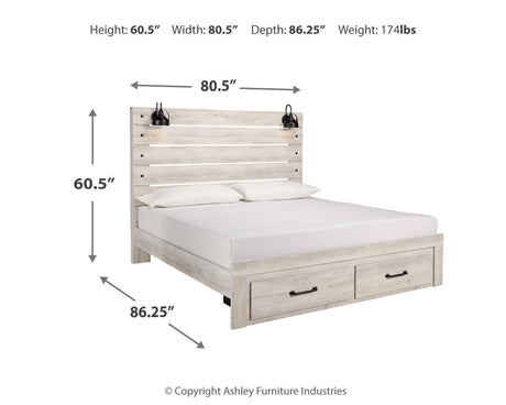 Cambeck Whitewash King Storage Panel Bed from Ashley Furniture - Luna Furniture
