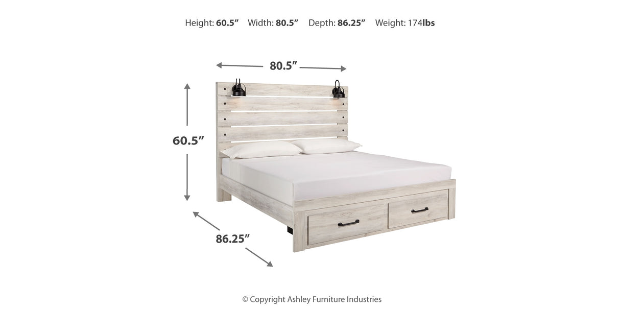 Cambeck Whitewash King Panel Storage Bed, Dresser and Nightstand from Ashley - Luna Furniture