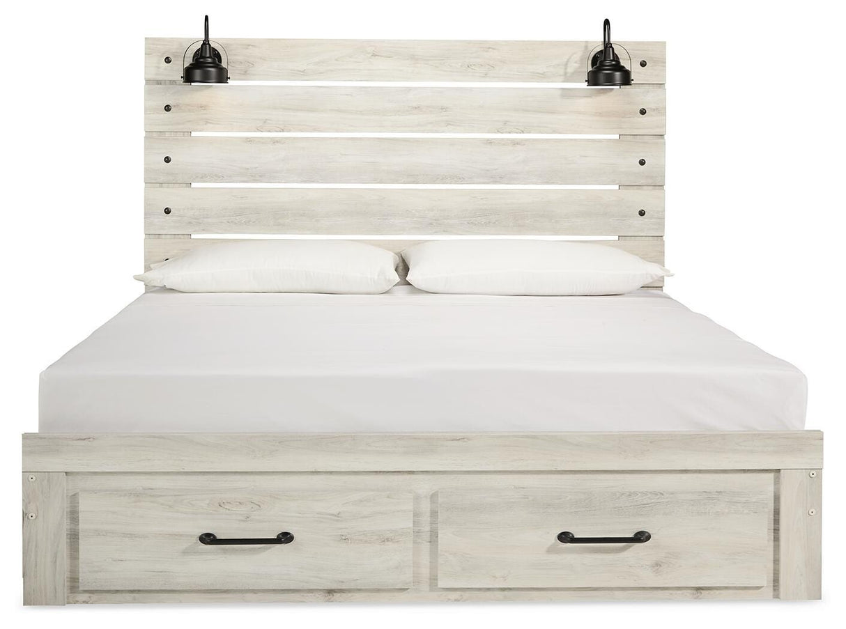 Cambeck Whitewash King Storage Panel Bed from Ashley Furniture - Luna Furniture