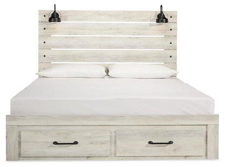 Cambeck Whitewash King Storage Panel Bed from Ashley Furniture - Luna Furniture