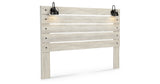 Cambeck King Panel Headboard Bed with Mirrored Dresser in Whitewash from Ashley Furniture - Luna Furniture