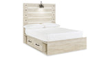 Cambeck Full Panel Bed with 2 Storage Drawers with Mirrored Dresser and Chest in Whitewash from Ashley Furniture - Luna Furniture