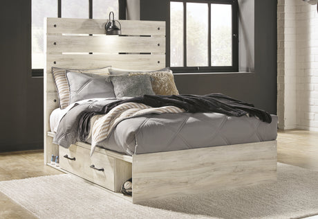 Cambeck Whitewash Full Panel Bed with Storage, Dresser, Mirror and Nightstand from Ashley Furniture - Luna Furniture