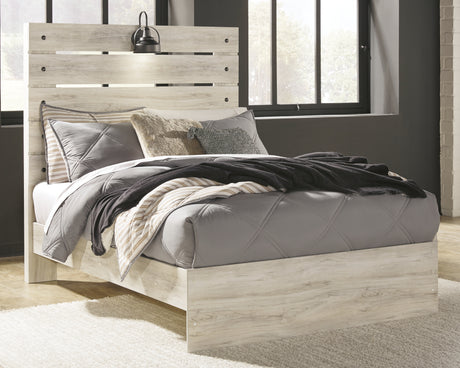 Cambeck Full Panel Bed with Mirrored Dresser, Chest and 2 Nightstands in Whitewash from Ashley Furniture - Luna Furniture