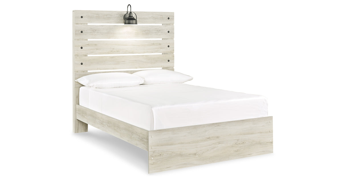 Cambeck Full Panel Bed with Mirrored Dresser, Chest and 2 Nightstands in Whitewash from Ashley Furniture - Luna Furniture