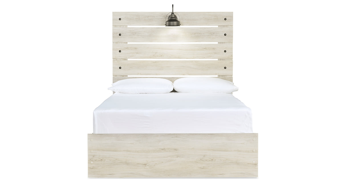 Cambeck Full Panel Bed with Mirrored Dresser, Chest and 2 Nightstands in Whitewash from Ashley Furniture - Luna Furniture