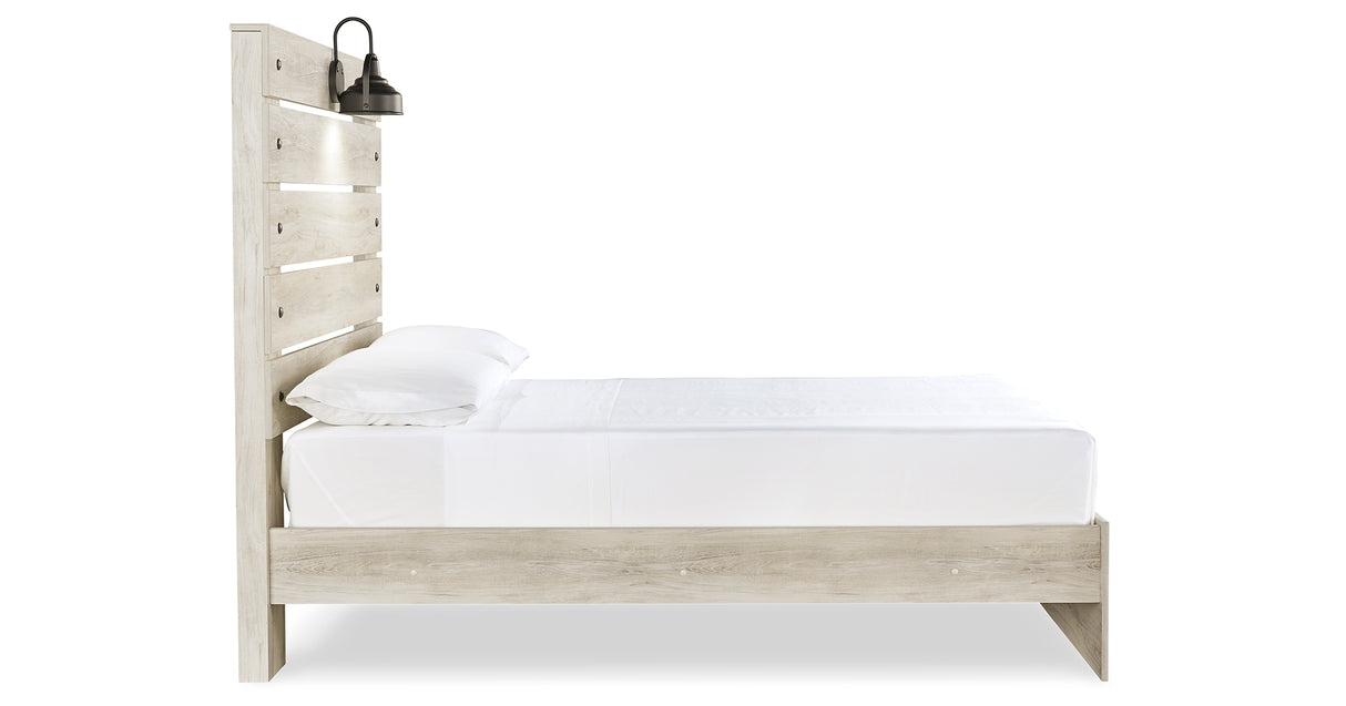 Cambeck Full Panel Bed with Mirrored Dresser, Chest and 2 Nightstands in Whitewash from Ashley Furniture - Luna Furniture