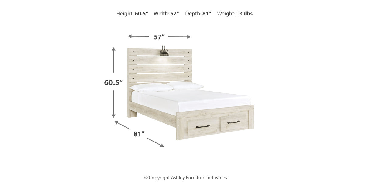 Cambeck Whitewash Full Storage Panel Bed from Ashley Furniture - Luna Furniture