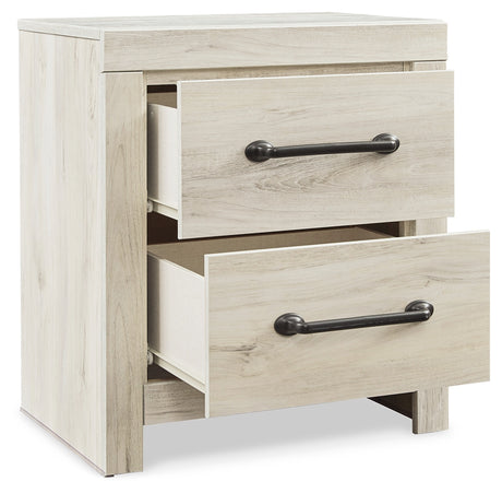 Cambeck Queen Panel Bed with 4 Storage Drawers with Mirrored Dresser, Chest and 2 Nightstands in Whitewash from Ashley Furniture - Luna Furniture
