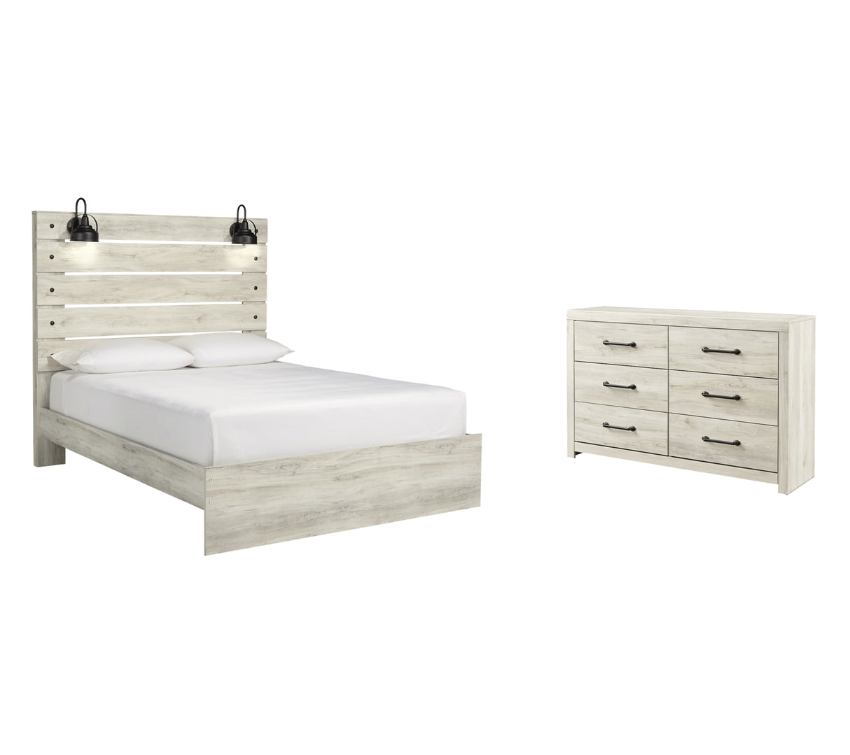 Cambeck Queen Panel Bed with Dresser in Whitewash from Ashley Furniture - Luna Furniture