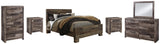 Derekson Queen Panel Bed with Mirrored Dresser, Chest and 2 Nightstands in Multi Gray from Ashley Furniture - Luna Furniture