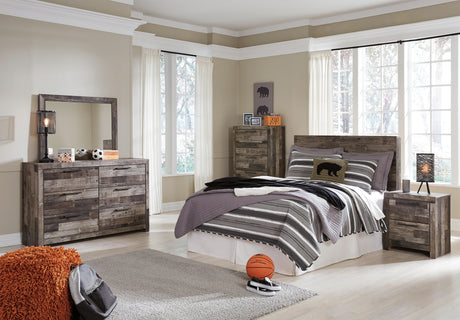 Derekson Full Panel Headboard Bed with Mirrored Dresser, Chest and Nightstand in Multi Gray from Ashley Furniture - Luna Furniture