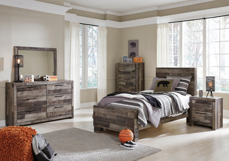 Derekson Multi Gray Twin Panel Bed from Ashley Furniture - Luna Furniture