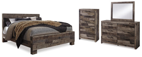 Derekson King Panel Bed with Mirrored Dresser and Chest in Multi Gray from Ashley Furniture - Luna Furniture