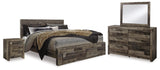 Derekson King Panel Bed with 2 Storage Drawers with Mirrored Dresser, Chest and 2 Nightstands in Multi Gray from Ashley Furniture - Luna Furniture