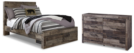 Derekson Full Panel Bed with 2 Storage Drawers with Dresser in Multi Gray from Ashley Furniture - Luna Furniture