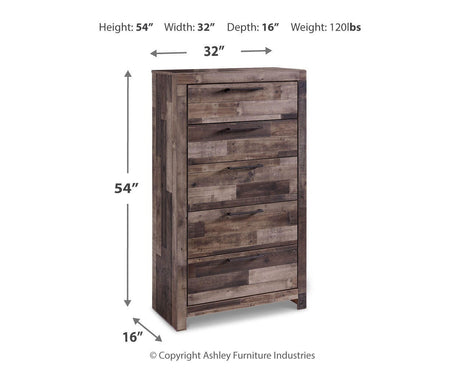 Derekson King Panel Bed with Mirrored Dresser and Chest in Multi Gray from Ashley Furniture - Luna Furniture