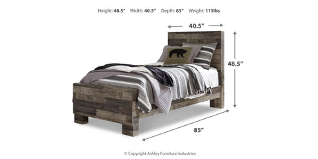 Derekson Multi Gray Twin Panel Bed and Chest from Ashley - Luna Furniture