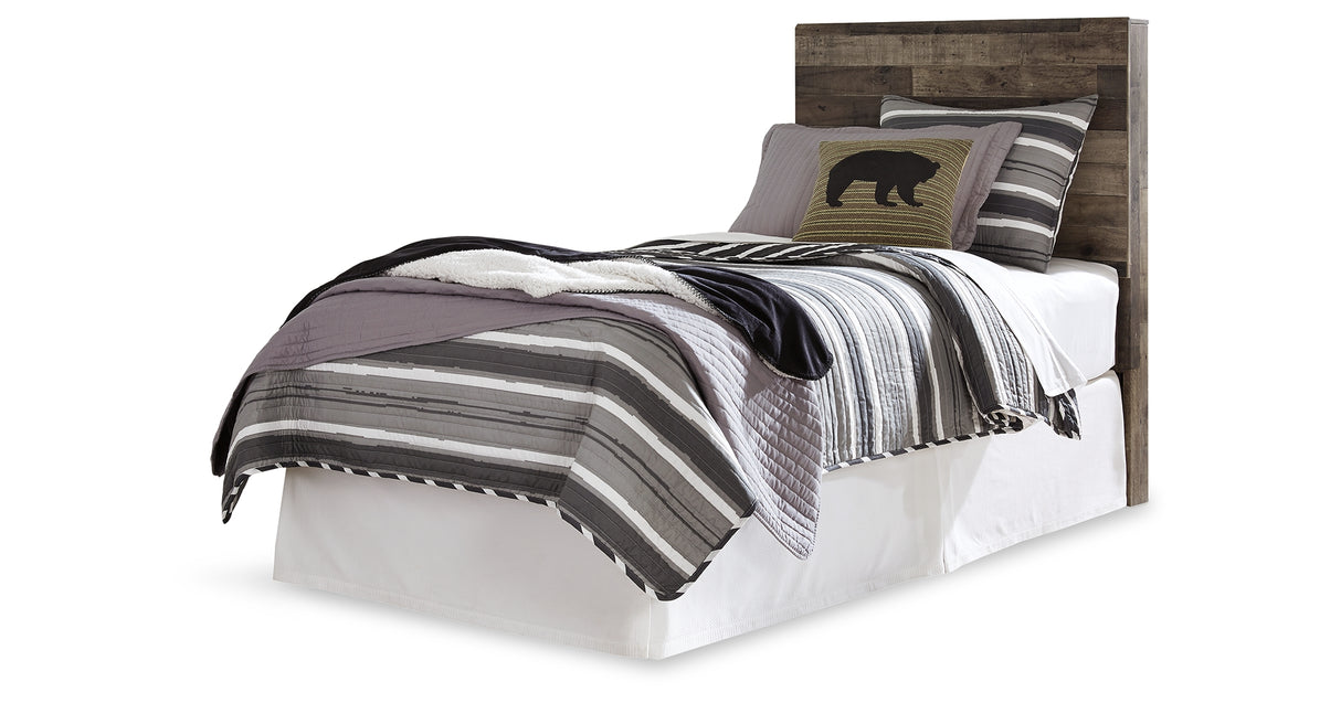 Derekson Twin Panel Headboard Bed with Mirrored Dresser and 2 Nightstands in Multi Gray from Ashley - Luna Furniture