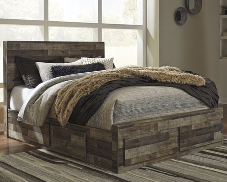 Derekson Multi Gray Queen Storage Platform Bed with 4 Drawers from Ashley - Luna Furniture