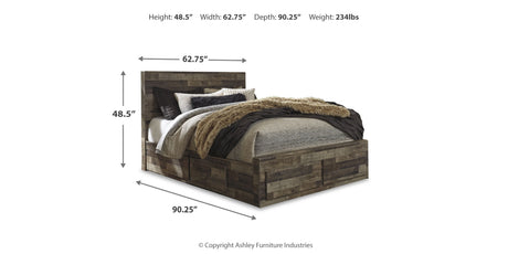 Derekson Multi Gray Queen Storage Platform Bed with 4 Drawers from Ashley - Luna Furniture