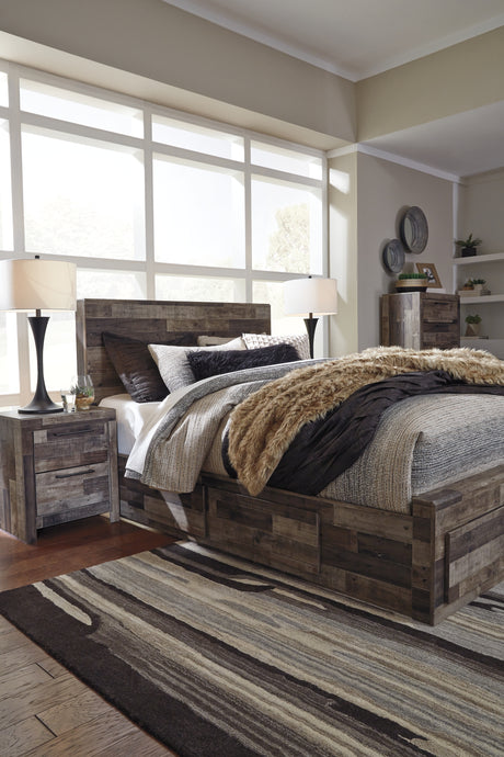 Derekson Multi Gray Queen Storage Platform Bed with 4 Drawers from Ashley - Luna Furniture