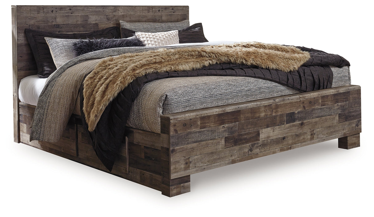 Derekson Multi Gray King Storage Platform Bed with 2 Drawers from Ashley Furniture - Luna Furniture