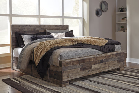 Derekson Multi Gray Queen Storage Platform Bed with 4 Drawers from Ashley - Luna Furniture