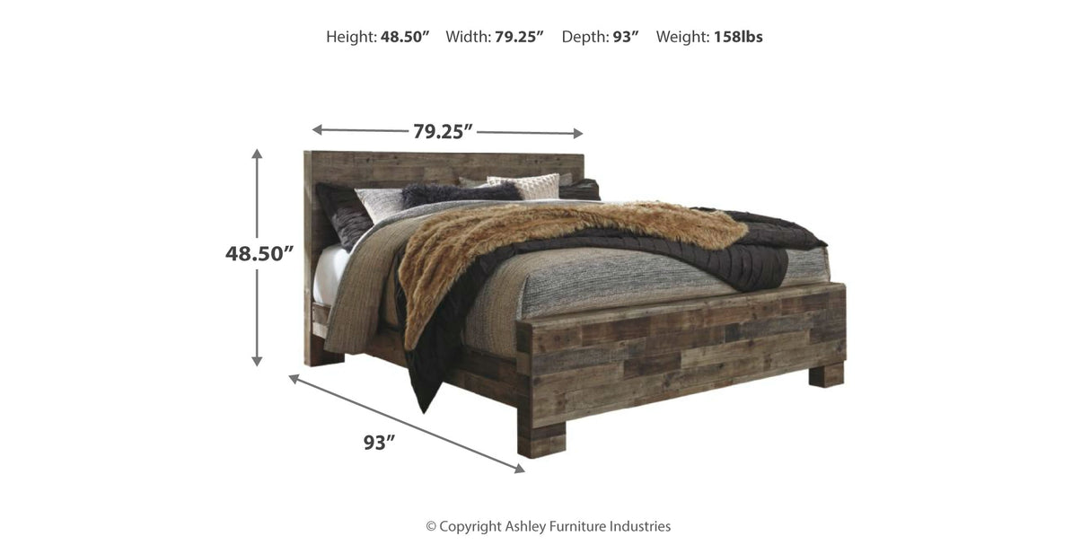 Derekson Multi Gray King Panel Bed, Mirror and Nightstand from Ashley - Luna Furniture