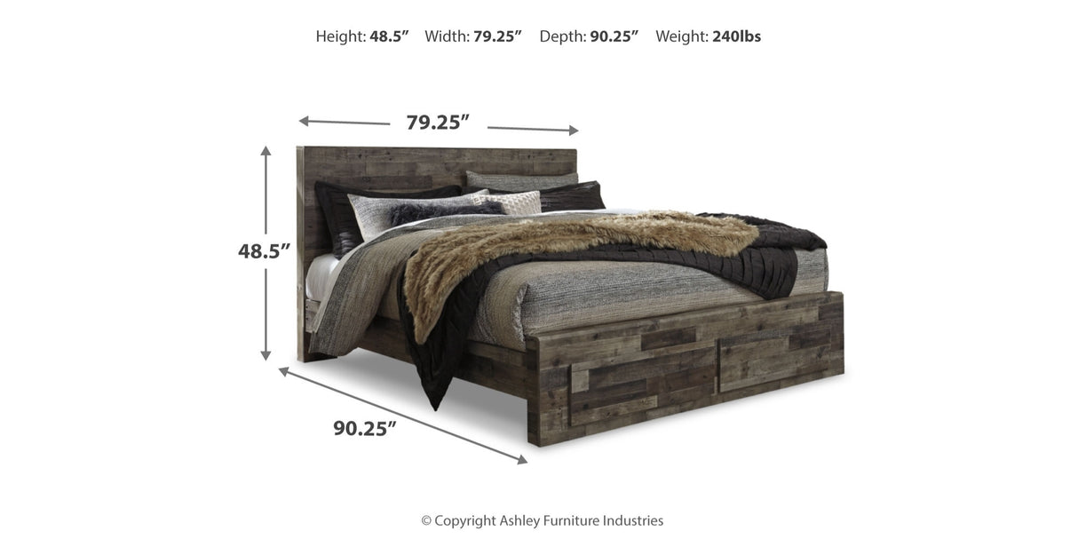 Derekson Multi Gray King Panel Storage Bed and 2 Nightstands from Ashley - Luna Furniture