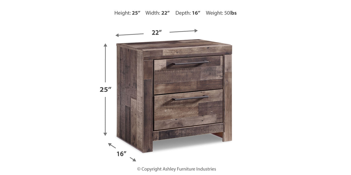Derekson Multi Gray King Panel Bed, Mirror and Nightstand from Ashley - Luna Furniture