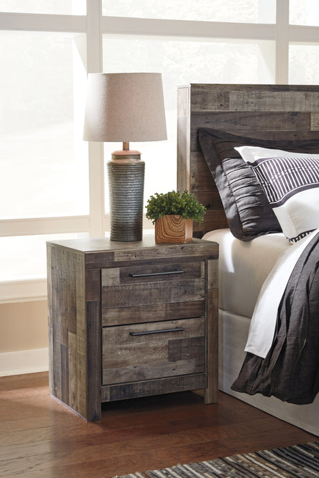 Derekson Full Panel Bed with 6 Storage Drawers with Mirrored Dresser and 2 Nightstands in Multi Gray from Ashley Furniture - Luna Furniture