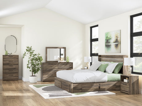 Elbrim Brown LED Storage Panel Bedroom Set with 4 Drawers from Ashley - Luna Furniture