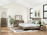 Elbrim Brown LED Storage Panel Bedroom Set with 2 Footboard Drawers from Ashley - Luna Furniture