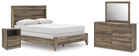 Elbrim Brown Queen Panel Bed, Dresser, Mirror and Nightstand from Ashley Furniture - Luna Furniture