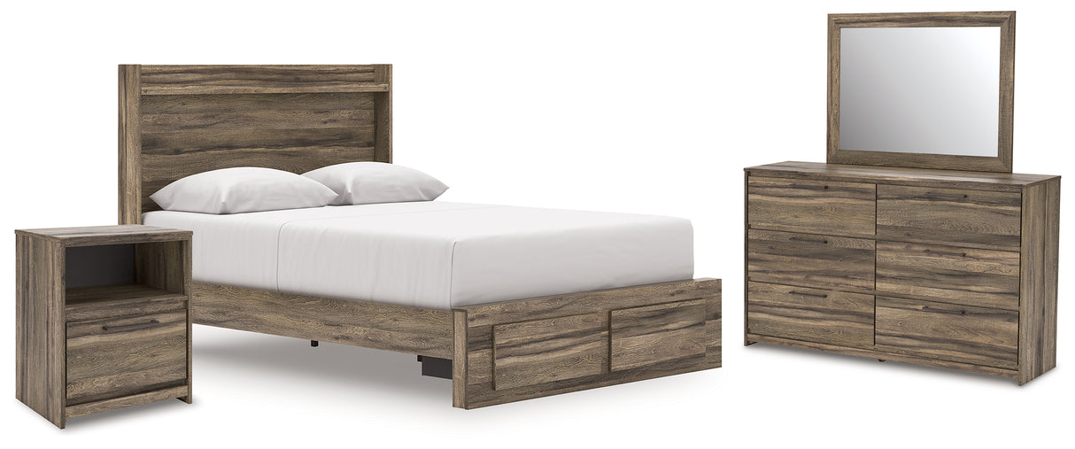 Elbrim Brown Queen Panel Storage Bed, Dresser, Mirror and Nightstand from Ashley Furniture - Luna Furniture
