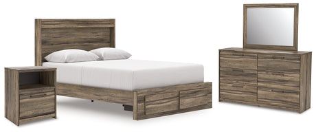 Elbrim Brown Queen Panel Storage Bed, Dresser, Mirror and Nightstand from Ashley Furniture - Luna Furniture