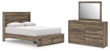 Elbrim Queen Panel Storage Bed, Dresser and Mirror from Ashley Furniture - Luna Furniture