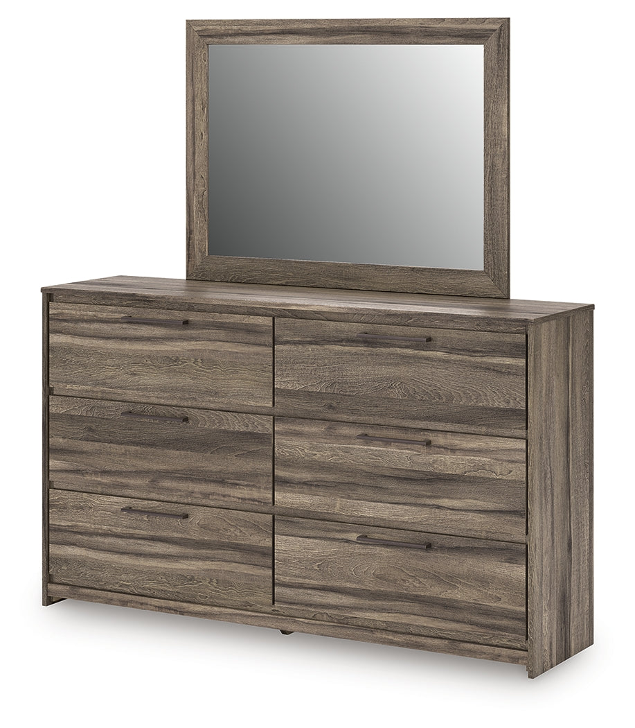 Elbrim Brown Queen Panel Bed, Dresser, Mirror and Nightstand from Ashley Furniture - Luna Furniture