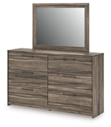 Elbrim Brown Queen Panel Bed, Dresser, Mirror and Nightstand from Ashley Furniture - Luna Furniture