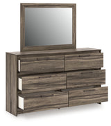 Elbrim Brown Queen Panel Bed, Dresser, Mirror and Nightstand from Ashley Furniture - Luna Furniture