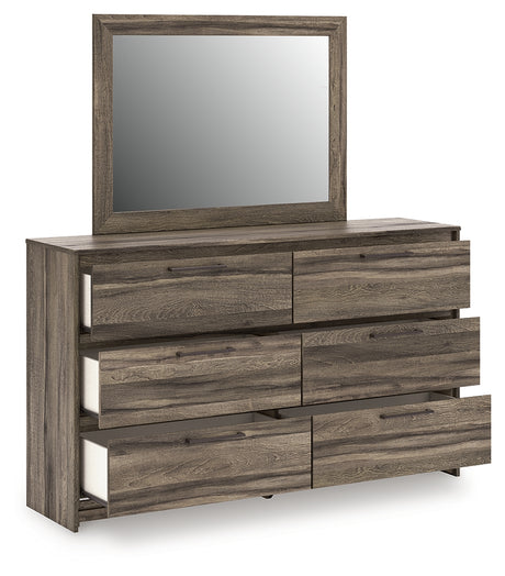 Elbrim Brown Queen Panel Bed, Dresser, Mirror and Nightstand from Ashley Furniture - Luna Furniture